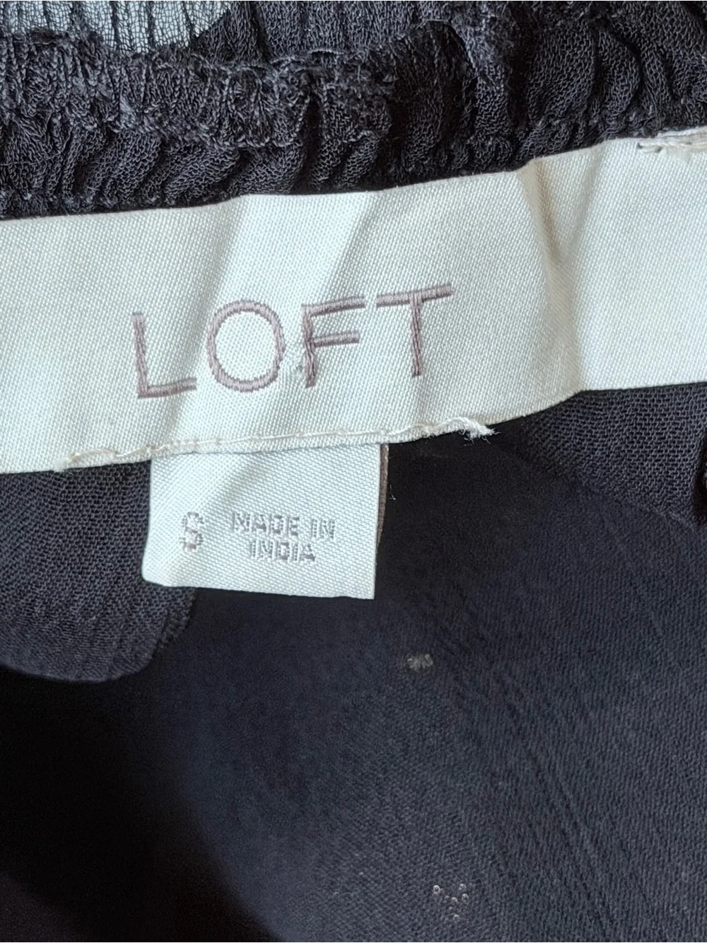 LOFT Black Sheer Blouse with Gold Dot Print